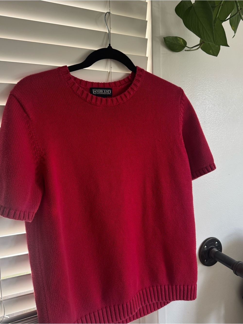 Vintage Lands' End 100% cotton Short Sleeve Knit Sweater Crewneck Size S (6-8)